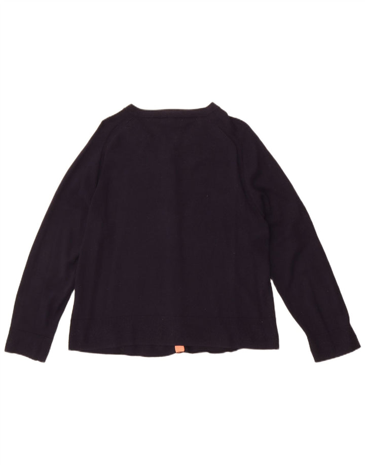 White Stuff Damen Crop Cardigan Pullover UK 14 Große Marineblaue Wolle