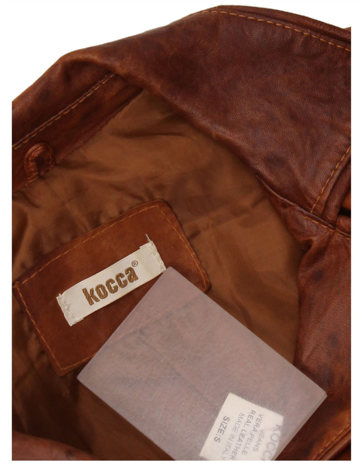 KOCCA Damen Lederjacke UK 10 Kleines braunes Leder
