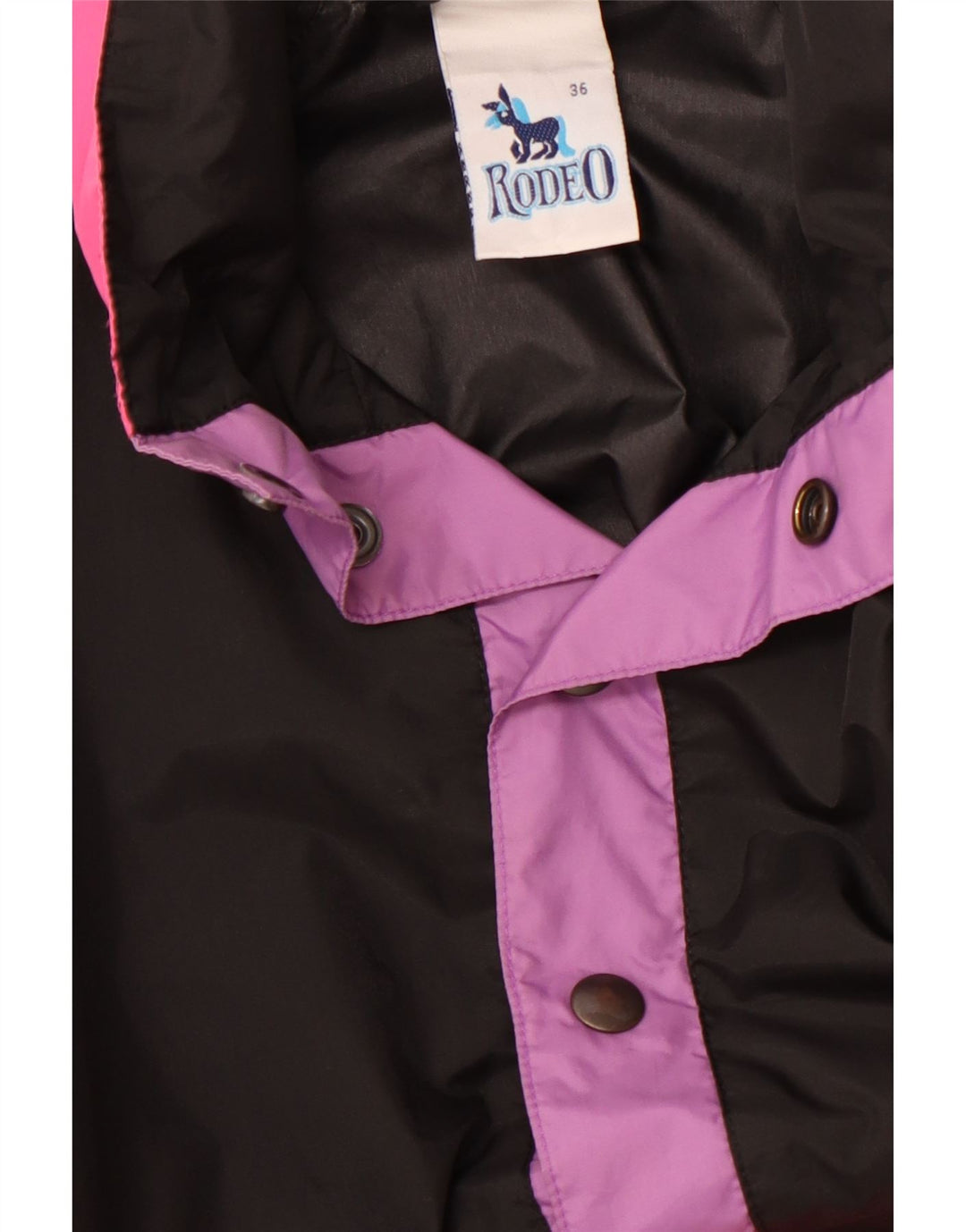 RODEO Herren-Anorakjacke mit Kapuze, UK 36, Small, schwarzes Colourblock-Nylon