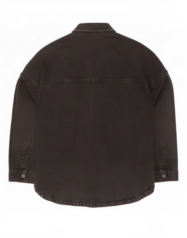 Zara Damen Overshirt Jeanshemd UK 10 Small Schwarz Baumwolle