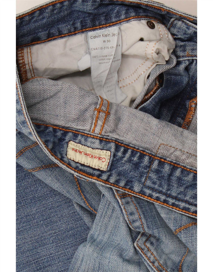 Calvin Klein Damen Distressed Cropped Jeans W30 L26 Blaue Baumwolle
