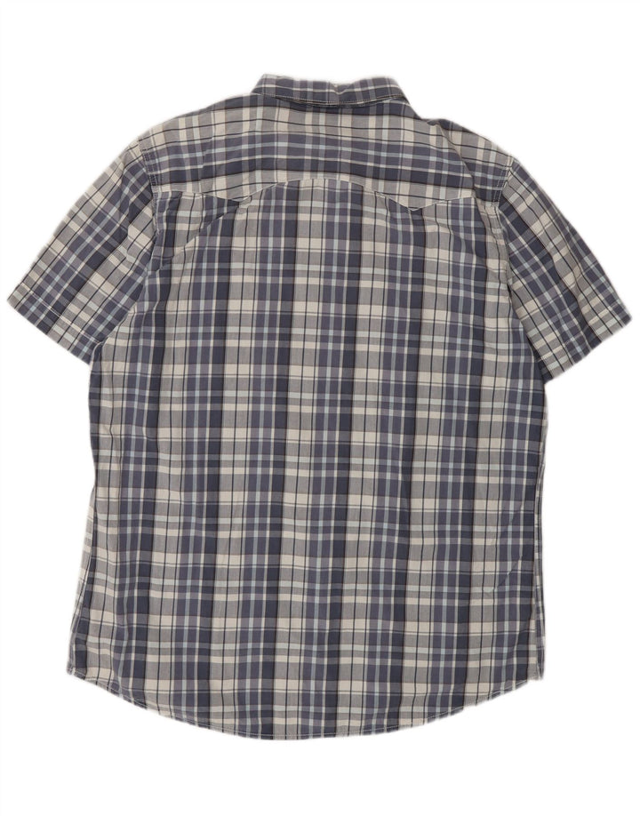 LEVI'S Herren Slim Fit Kurzarmhemd XL blau kariert Baumwolle
