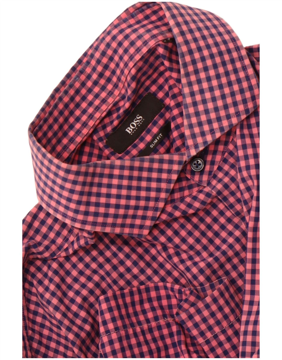 Hugo Boss Herren Kurzarm-Slim-Fit-Hemd, groß, rosa Gingham