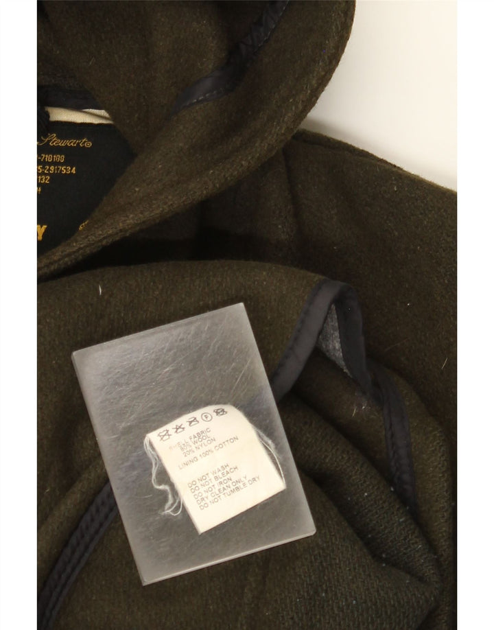 Vintage Herren Kapuzen-Dufflejacke UK 38 Medium Khaki Wolle