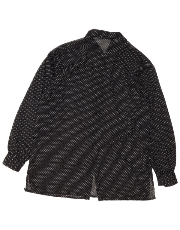 Vintage Damen Shirt UK 16 Large Schwarz gefleckt