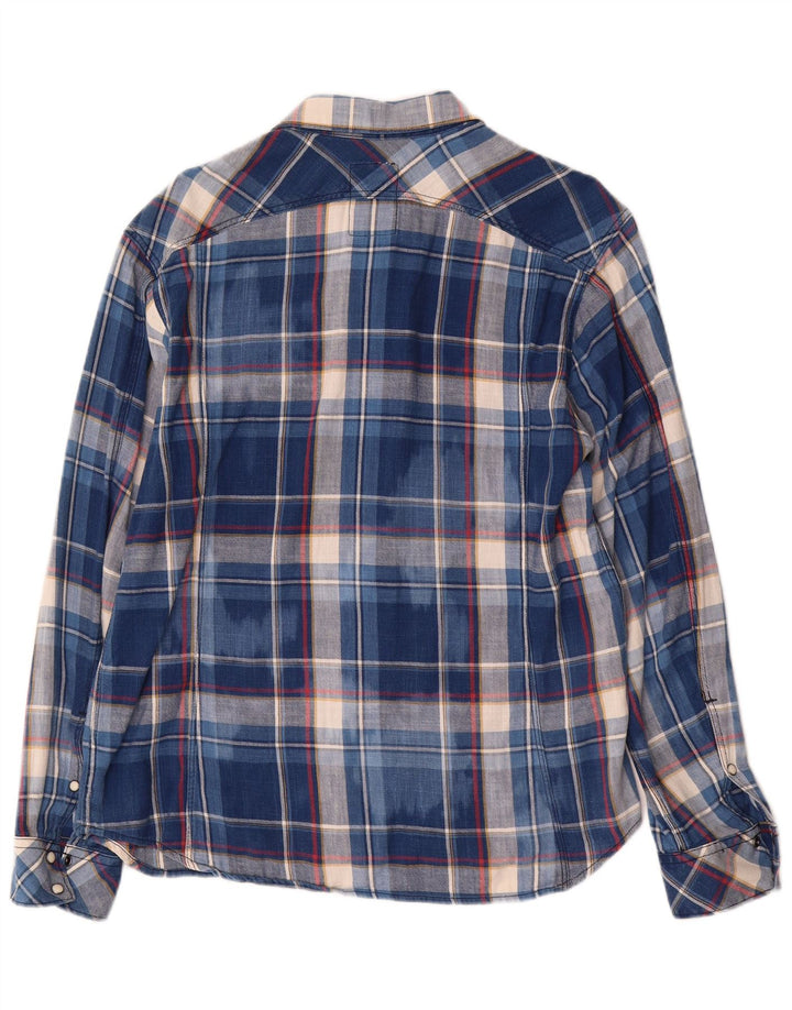 G-Star Herren-Flanellhemd XL, blau karierte Baumwolle