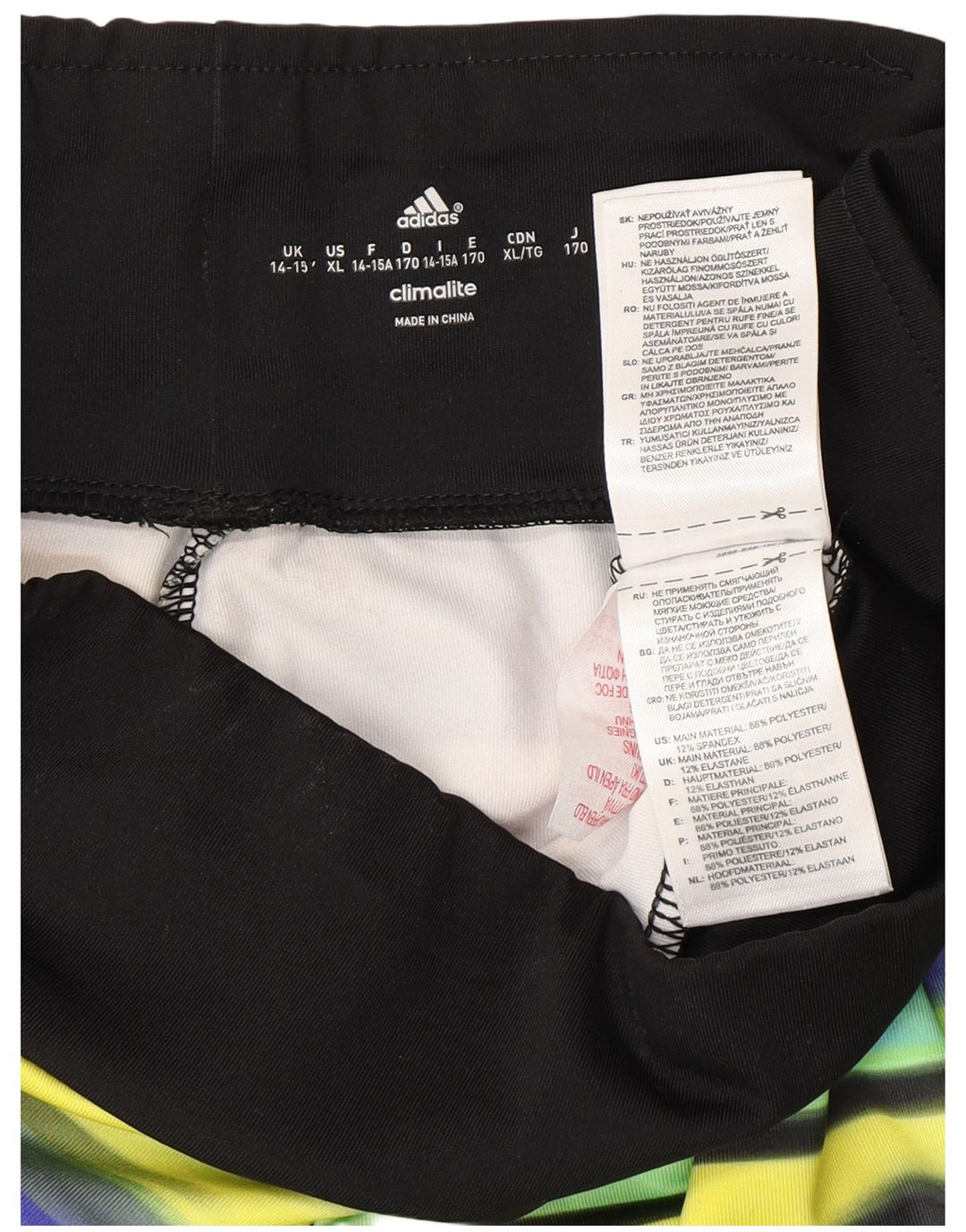 ADIDAS Climalite-Leggings für Mädchen, 14–15 Jahre, gelb gestreift, Polyester