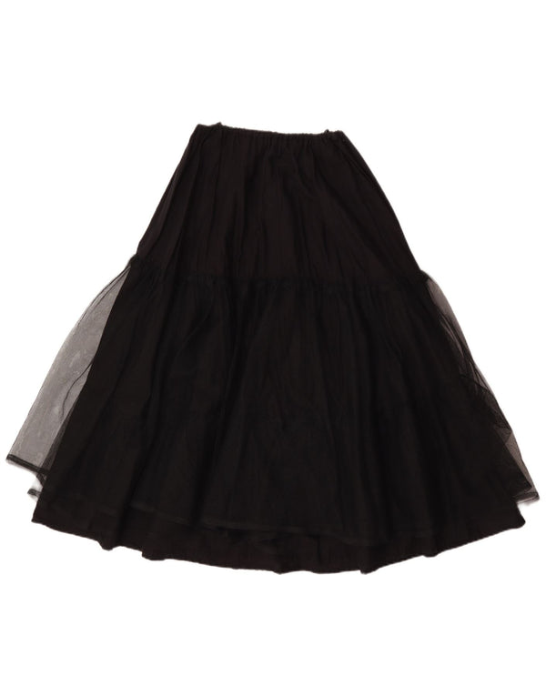 Laura Ashley Womens Tiered Skirt W26 Small Black Cotton