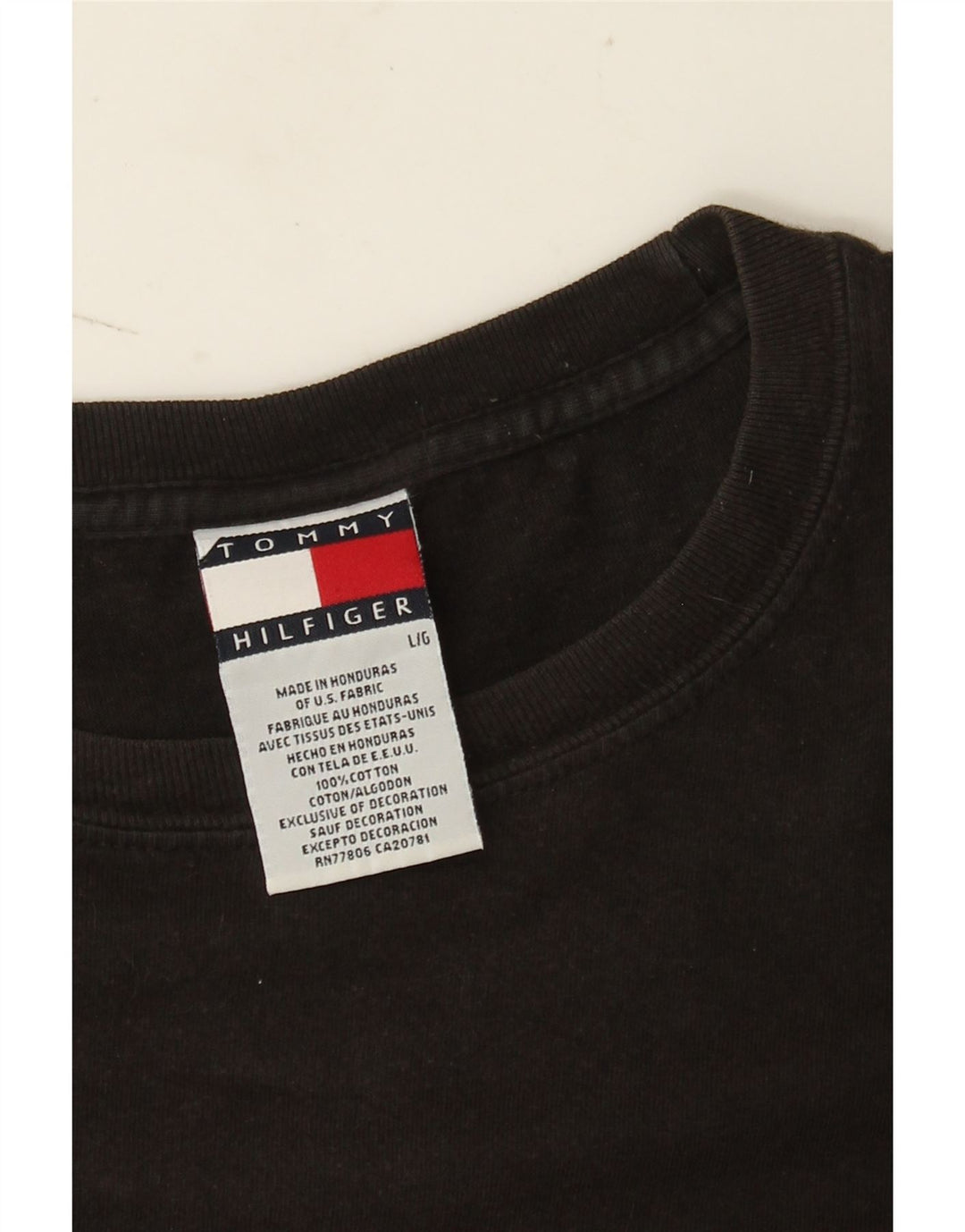 Tommy Hilfiger Herren T-Shirt Top Large Schwarz Baumwolle