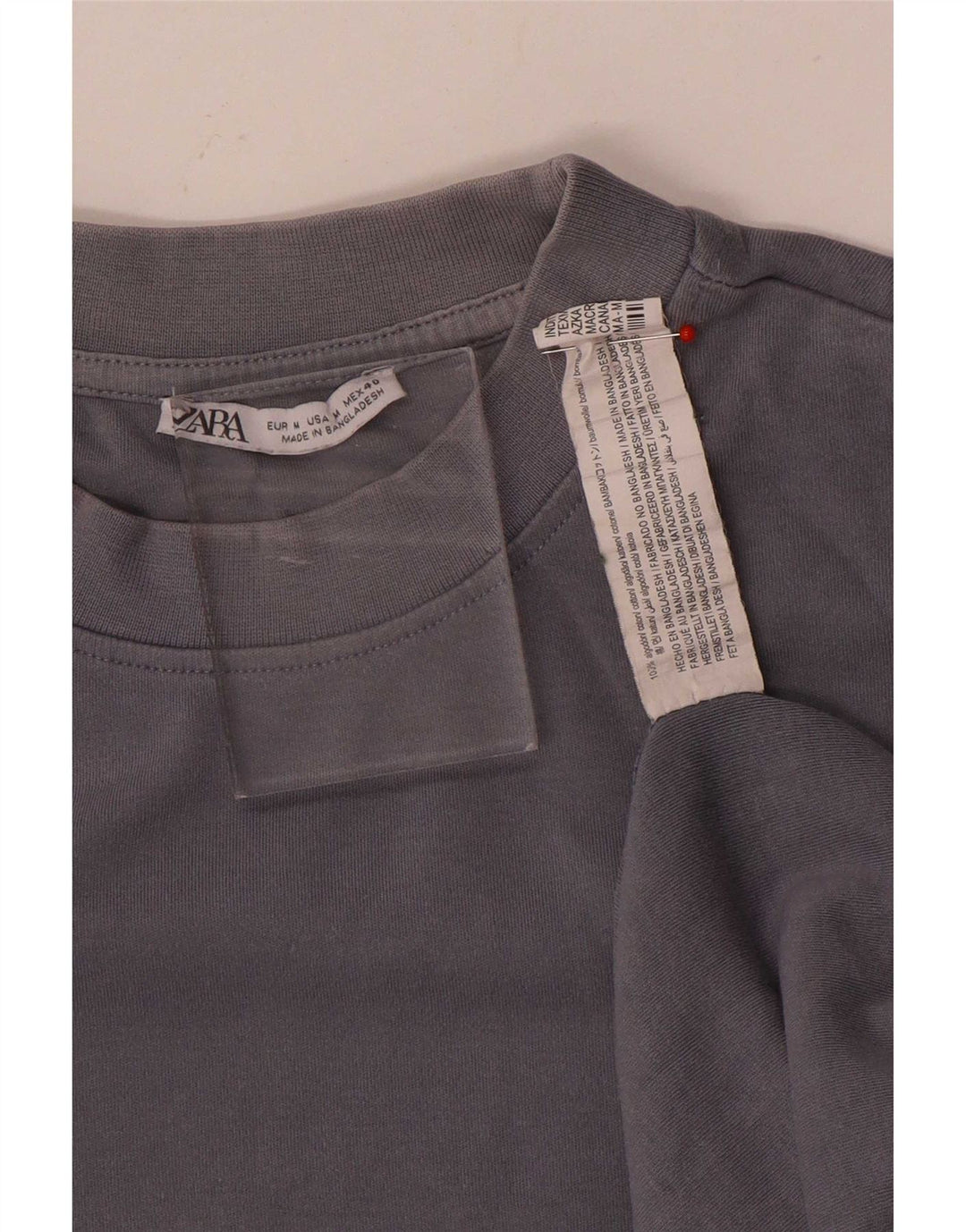 Zara Herren T-Shirt Top mittelblaue Baumwolle