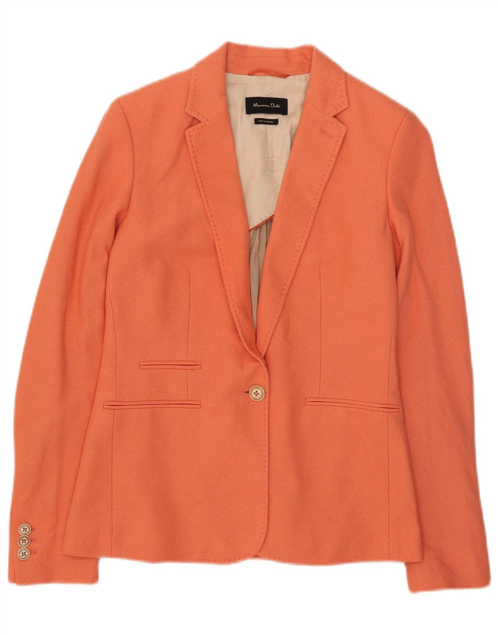 MASSIMO DUTTI Damen 1-Knopf-Blazerjacke EU 38 Small Orange Baumwolle