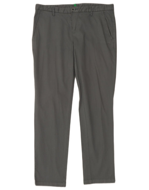 Benetton Damen Slim Chino-Hose IT 42 Medium W32 L28 Grau
