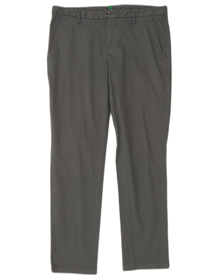 Benetton Damen Slim Chino-Hose IT 42 Medium W32 L28 Grau