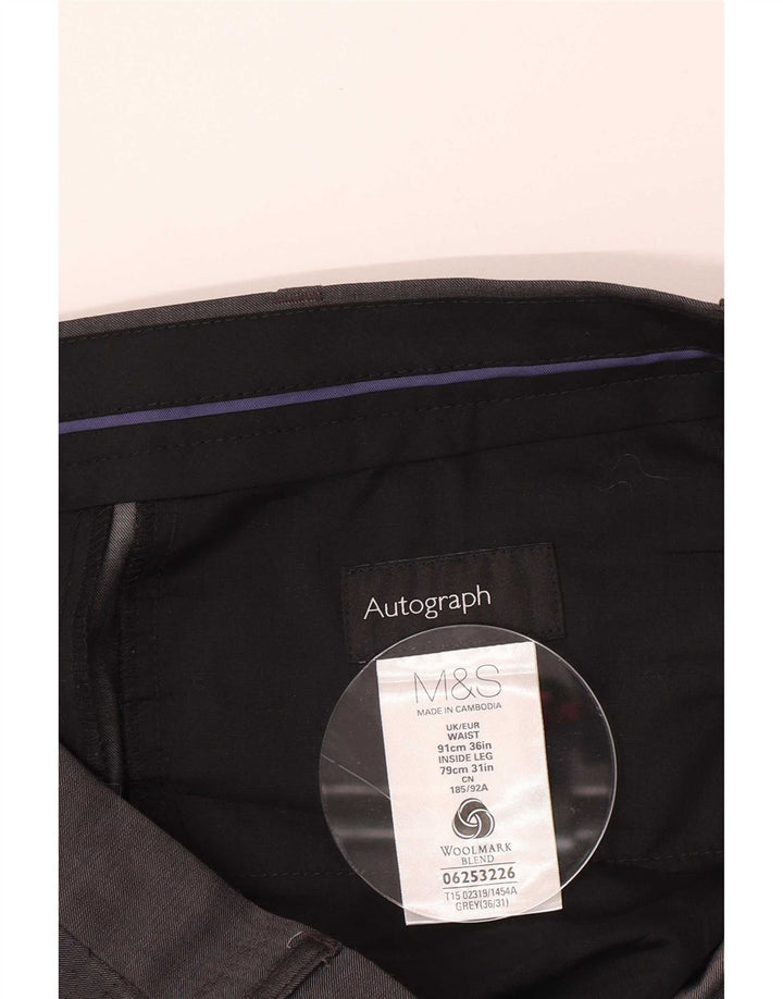 Marks & Spencer Herren Autograph Gerade Anzughose W36 L31 Graue Wolle