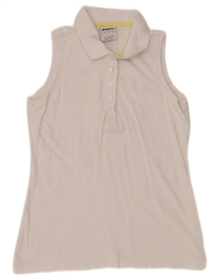Diadora Damen ärmelloses Poloshirt Small Weiß
