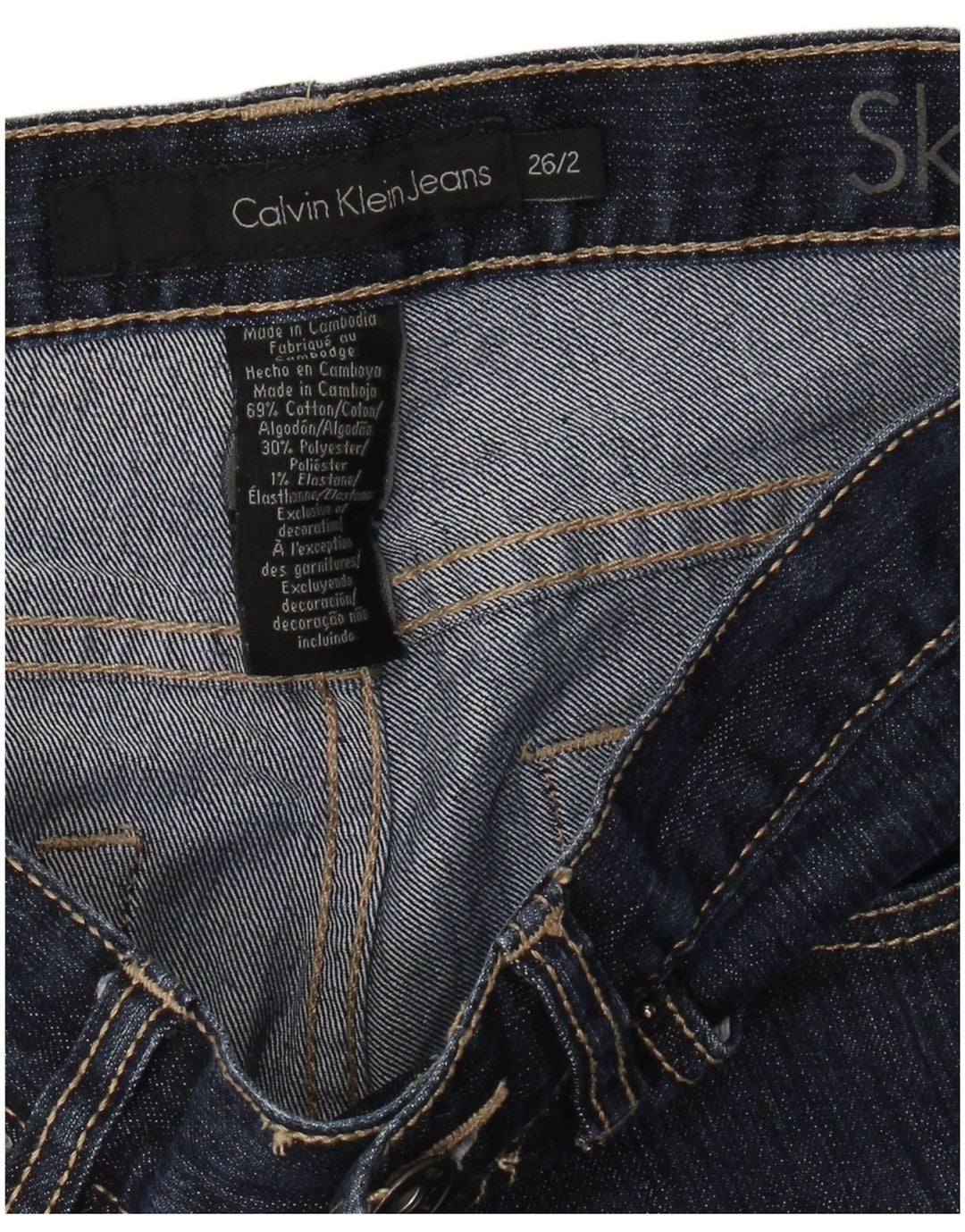 CALVIN KLEIN Damen Skinny Jeans US 2 XS W26 L31 Marineblaue Baumwolle