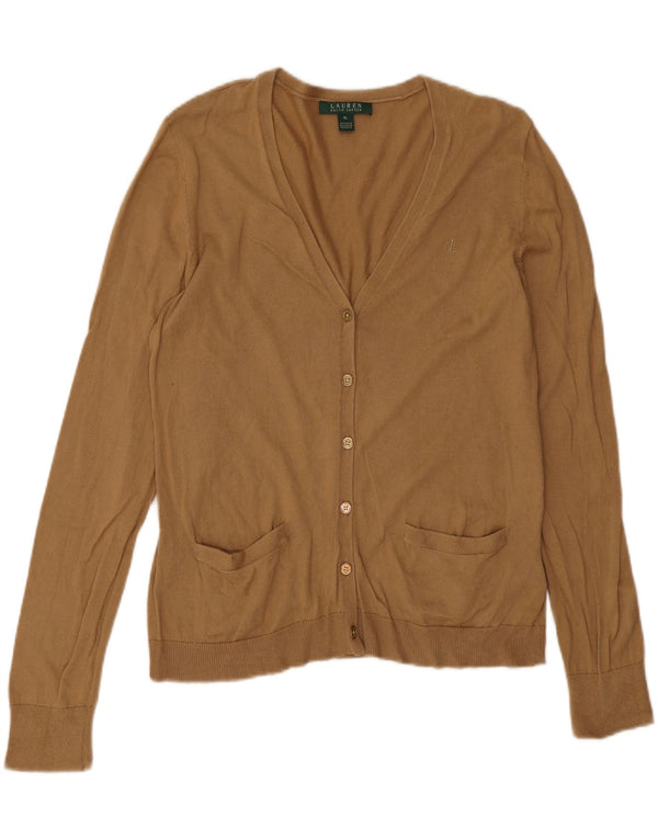 Ralph Lauren Damen-Cardigan-Pullover UK 18 XL Beige Baumwolle