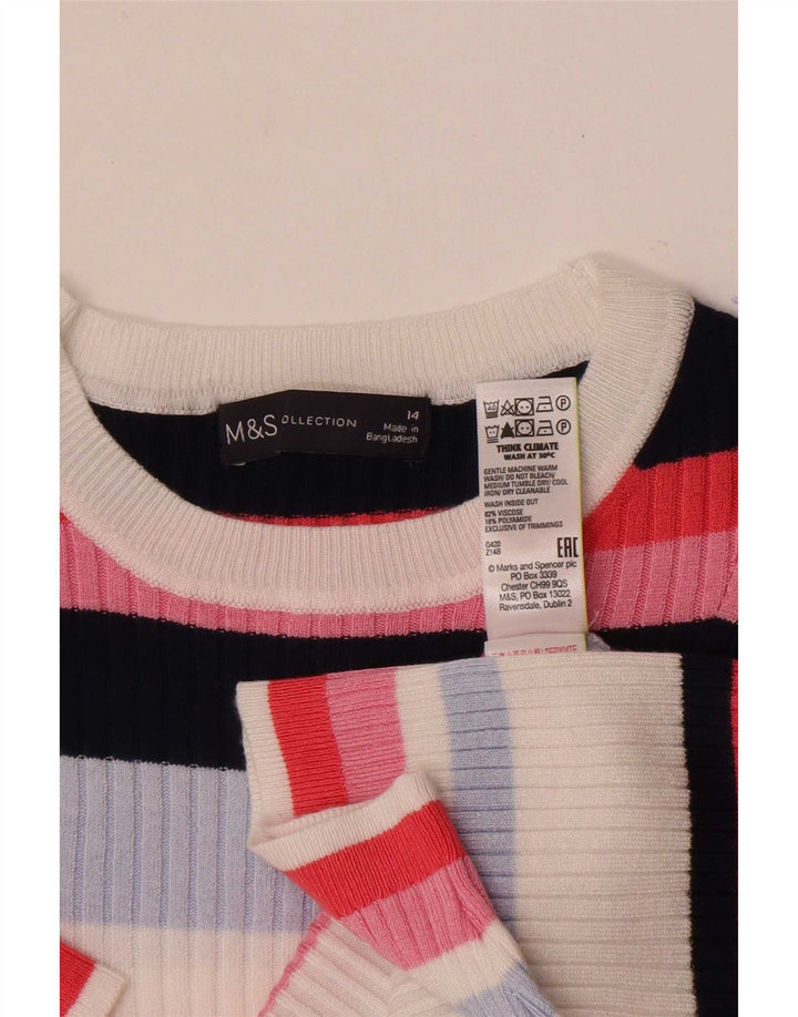 Marks & Spencer Damen T-Shirt Top UK 14 Medium Mehrfarbig gestreift