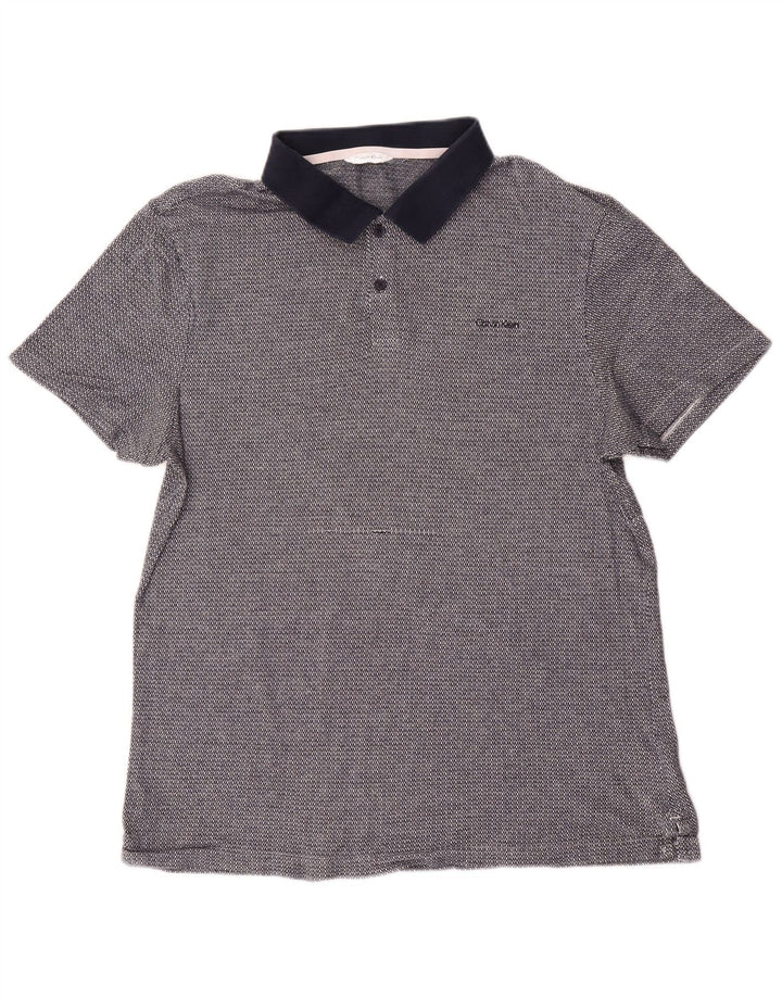 Calvin Klein Herren-Kurzarm-Poloshirt, mittleres Marineblau meliert