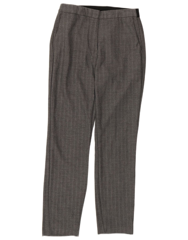 Zara Slim Chino-Hose für Damen, UK 10, Größe S, W26, L26, graues Fischgrätenmuster