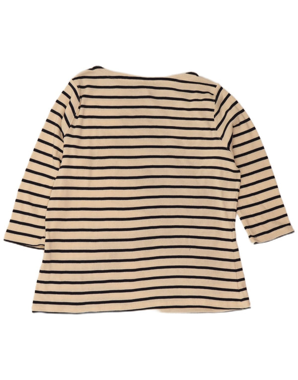 L.L.Bean Damen-Top, 3/4-Ärmel, UK 18, XL, cremefarben, gestreift, Baumwolle, nautisch