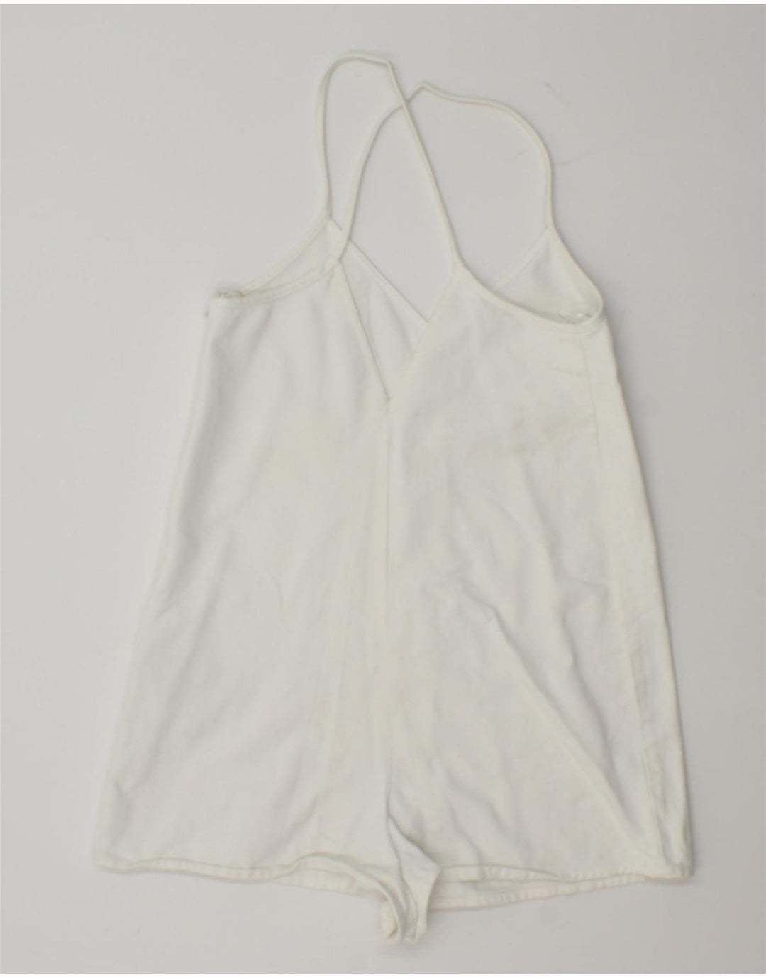 ZARA Damen Playsuit UK 10 Small Weiße Baumwolle