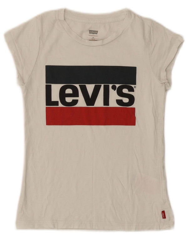 Levi's Mädchen-T-Shirt mit Grafik, 7–8 Jahre, weiße Baumwolle