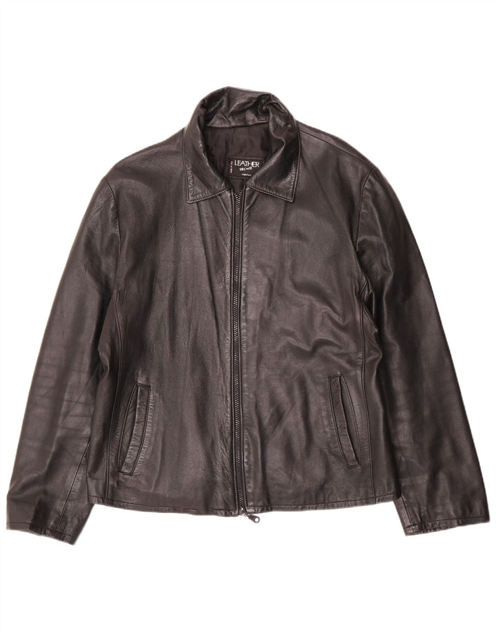 VINTAGE Damen Lederjacke UK 16 Großes schwarzes Leder