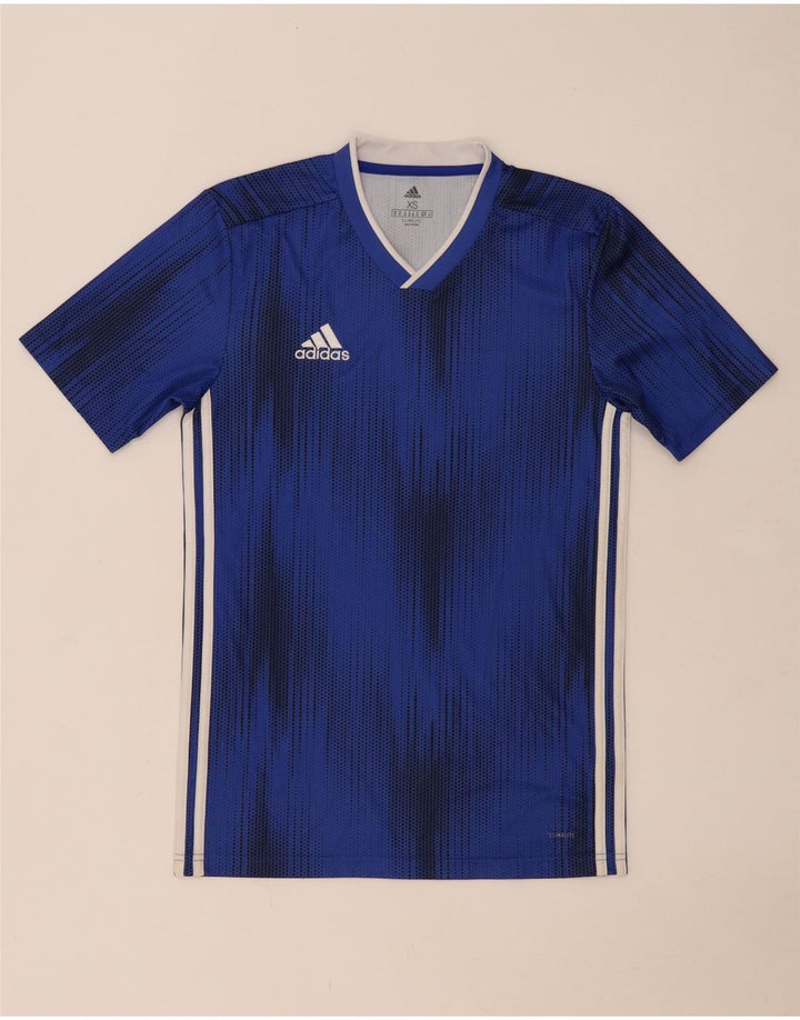 Adidas Herren Climalite T-Shirt Top XS Blau Geometrisch Polyester