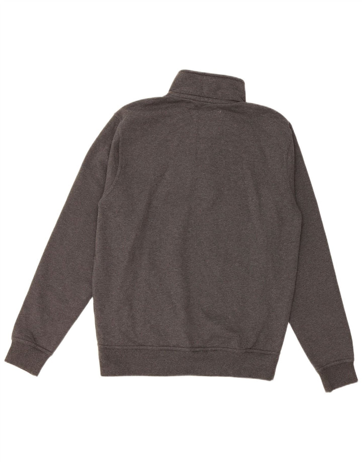 CREW CLOTHING Herren-Sweatshirt mit Reißverschluss am Hals, groß, aus grauer Baumwolle