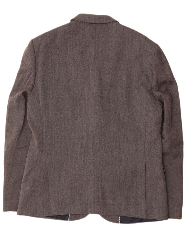 Marks & Spencer Herren-Blazer mit 2 Knöpfen, schmale Passform, UK 42, große graue Wolle