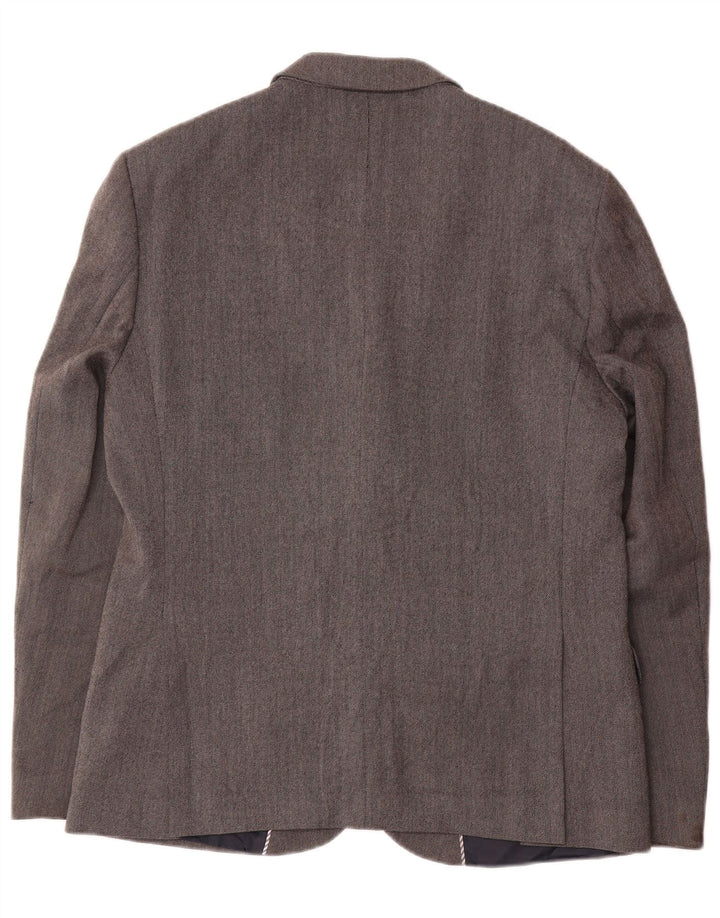 Marks & Spencer Herren-Blazer mit 2 Knöpfen, schmale Passform, UK 42, große graue Wolle