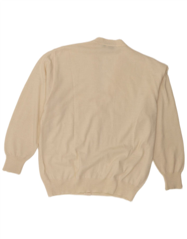 Vintage Herren Cardigan Pullover IT 50 Mittelweiße Wolle
