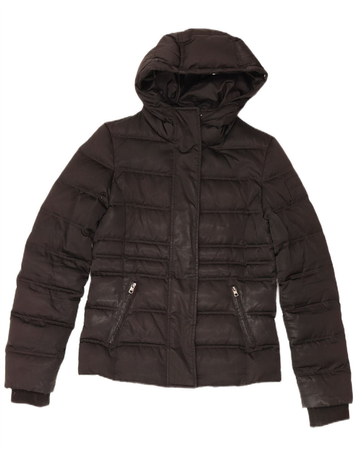Calvin Klein Jeans Damen-Jacke mit Kapuze, gepolstert, UK 10, Größe S, Schwarz, Polyester