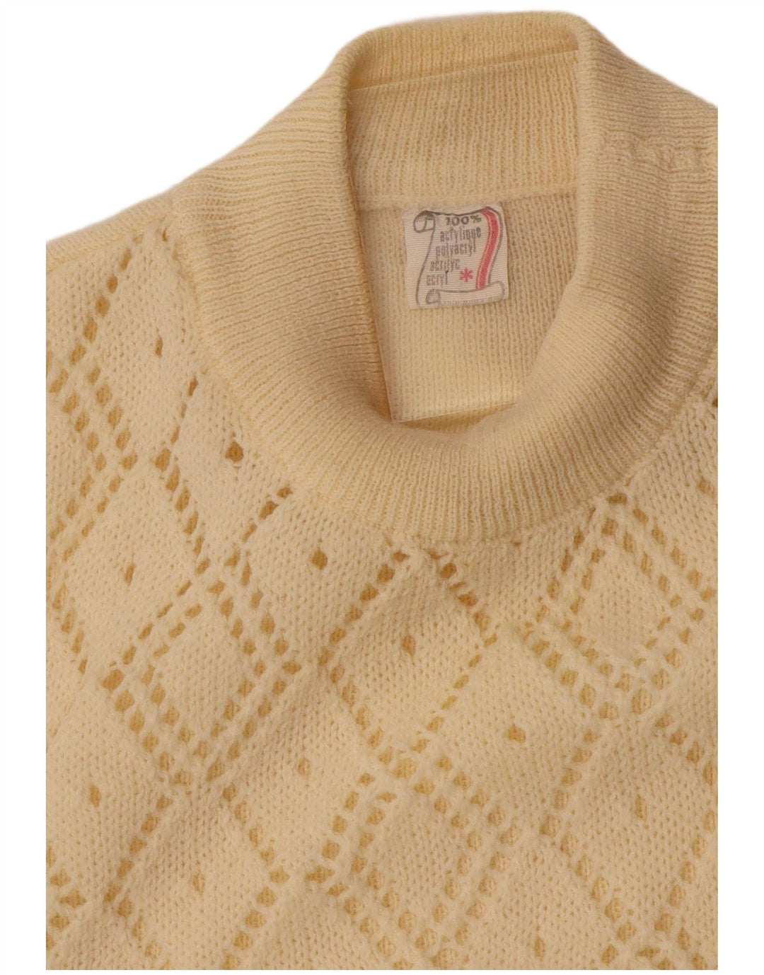 VINTAGE Damen Rollkragenpullover Pullover UK 10 Small Off White