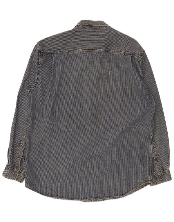 Calvin Klein Jeans Herrenhemd, groß, blaue Nadelstreifen-Baumwolle