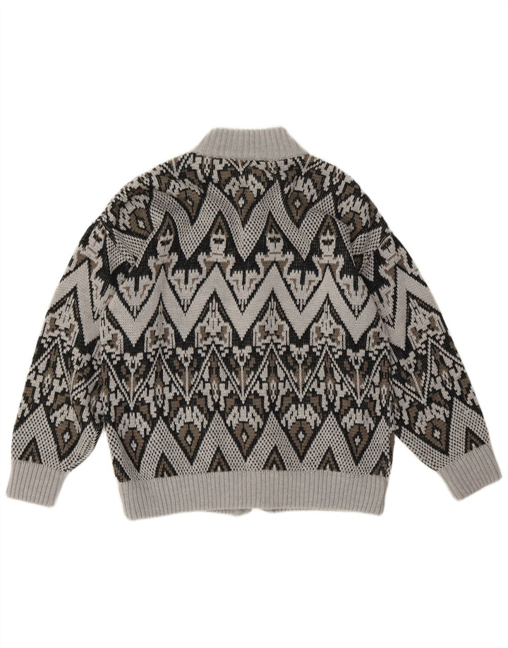 LINEA Herren-Strickjacke, groß, grau, geometrisch, Acryl