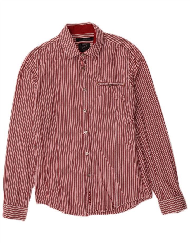 Calvin Klein Jeans Herren Slim Fit Hemd Mittelrot gestreift aus Baumwolle