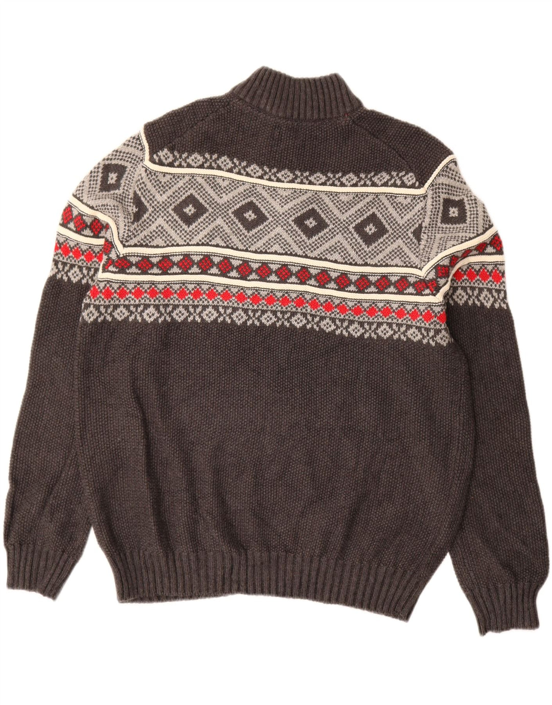 IZOD Herren-Pullover mit Reißverschluss am Hals, groß, Grau, Fair-Isle-Baumwolle