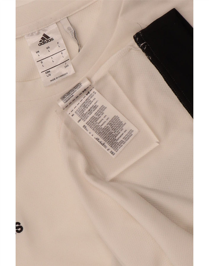 Adidas Herren Climalite T-Shirt Top Large Weiß Colourblock Polyester
