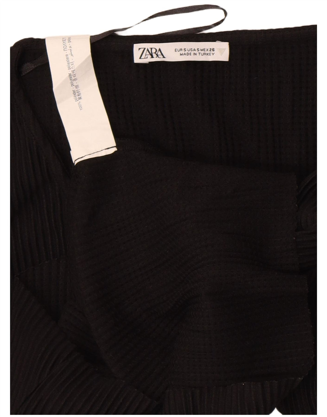 Zara Damen Crop Bluse Top UK 8 Small Schwarz Polyester