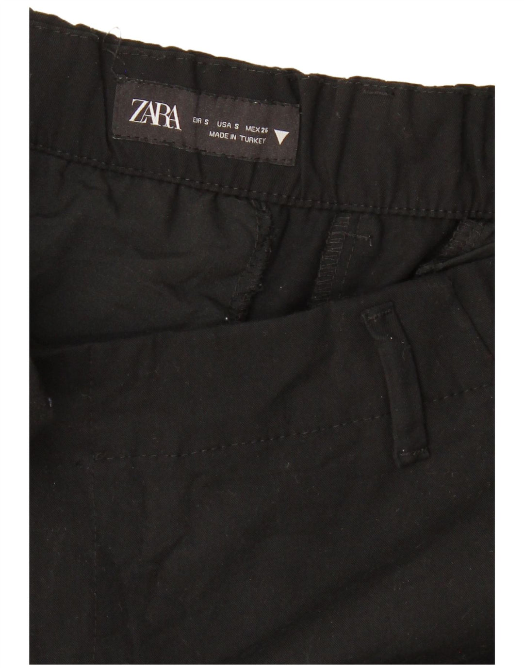 ZARA Damen Chinohose mit weitem Bein, Größe S, W26, L26, Schwarz