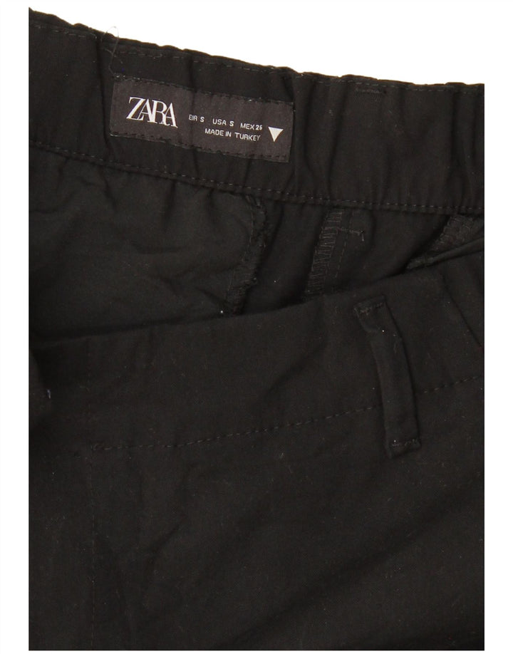 ZARA Damen Chinohose mit weitem Bein, Größe S, W26, L26, Schwarz