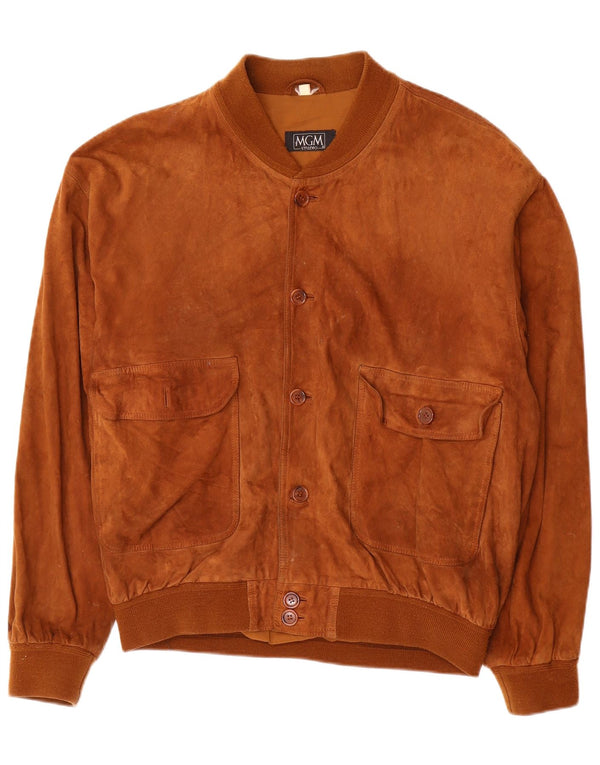 Vintage Herren Wildleder Bomberjacke EU 52 XL Braunes Leder