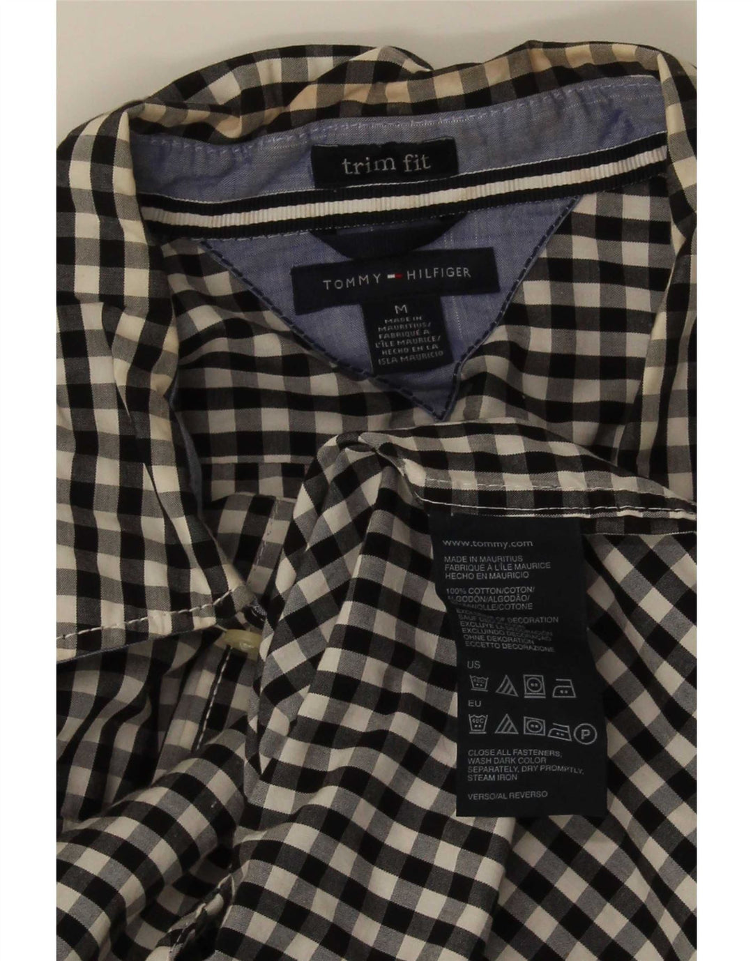 Tommy Hilfiger Herren-Hemd mit schmaler Passform, mittelschwarz, Gingham-Baumwolle