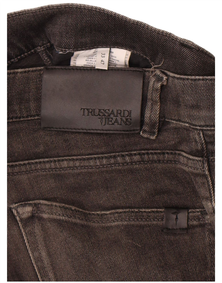 Trussardi Herren Distressed Slim Jeans W33 L34 Schwarze Baumwolle