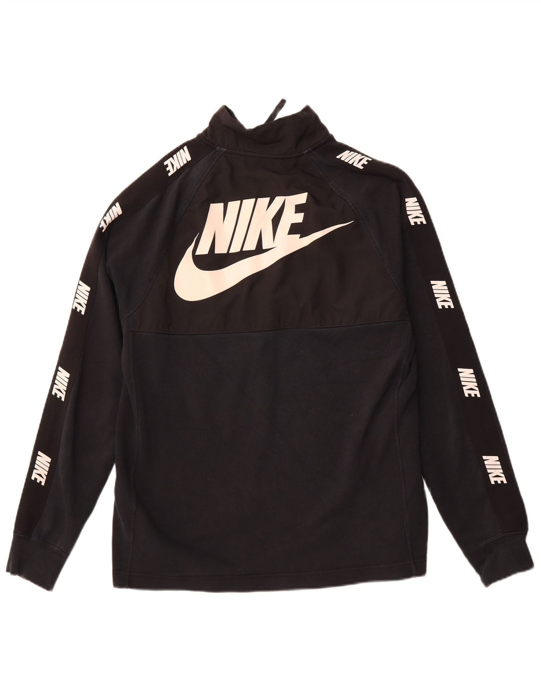 NIKE Herren-Sweatshirt mit grafischem Reißverschluss, Größe S, schwarze Baumwolle