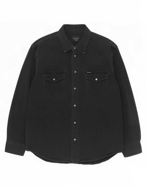 Wrangler Mens Denim Shirt XL Black Cotton