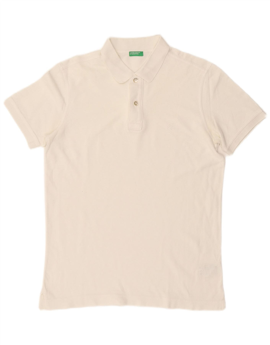 BENETTON Mens Polo Shirt Small White Cotton
