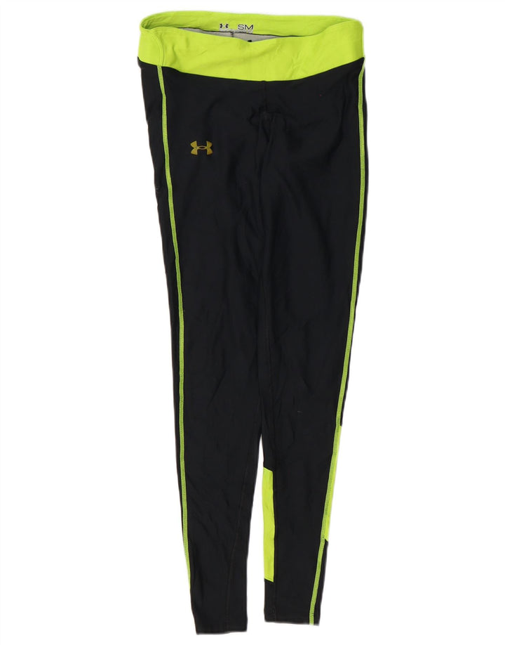 Under Armour Damen Leggings UK 8 Small Schwarz Colourblock Polyester